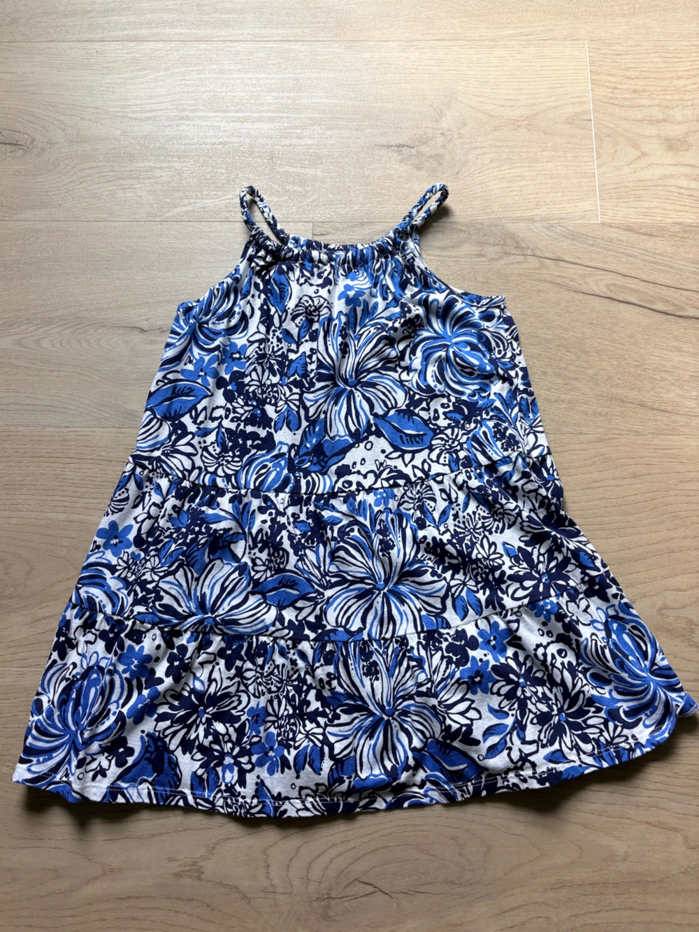 Lilly Pulitzer Girls Mini Loro Dress Sz M in Low Tide Navy Pandarama
